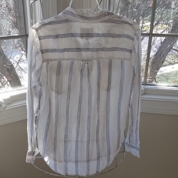 Rails White and Blue Striped Lace-Up Shirt - Picture 6 of 11